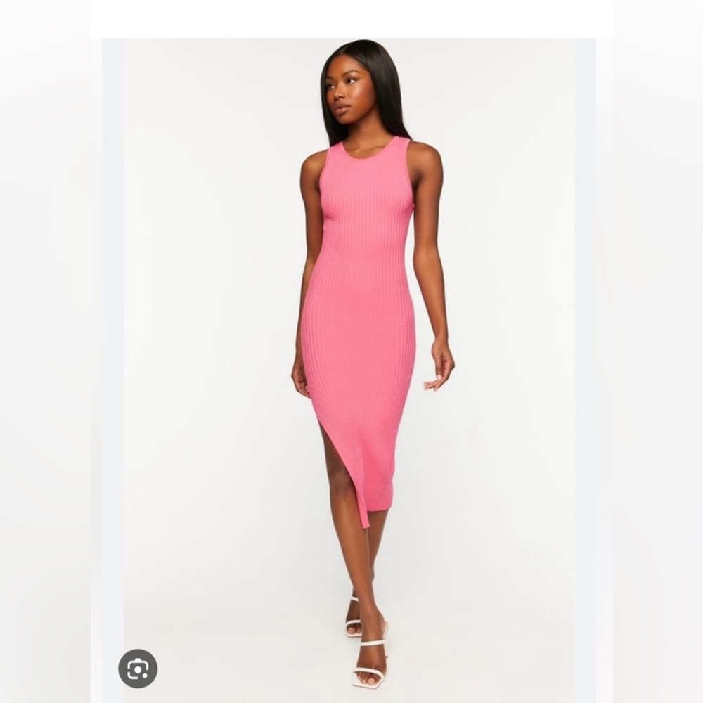 NWT Forever 21 Peony Pink Midi Side Slit Dress Medium